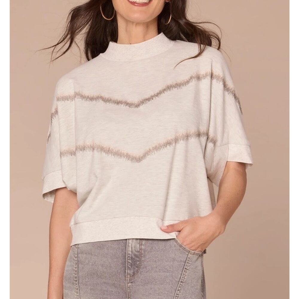 Democracy Plus Size Elbow Length Dolman Sleeve Sweater Tunic Sz 3X Chevron Print